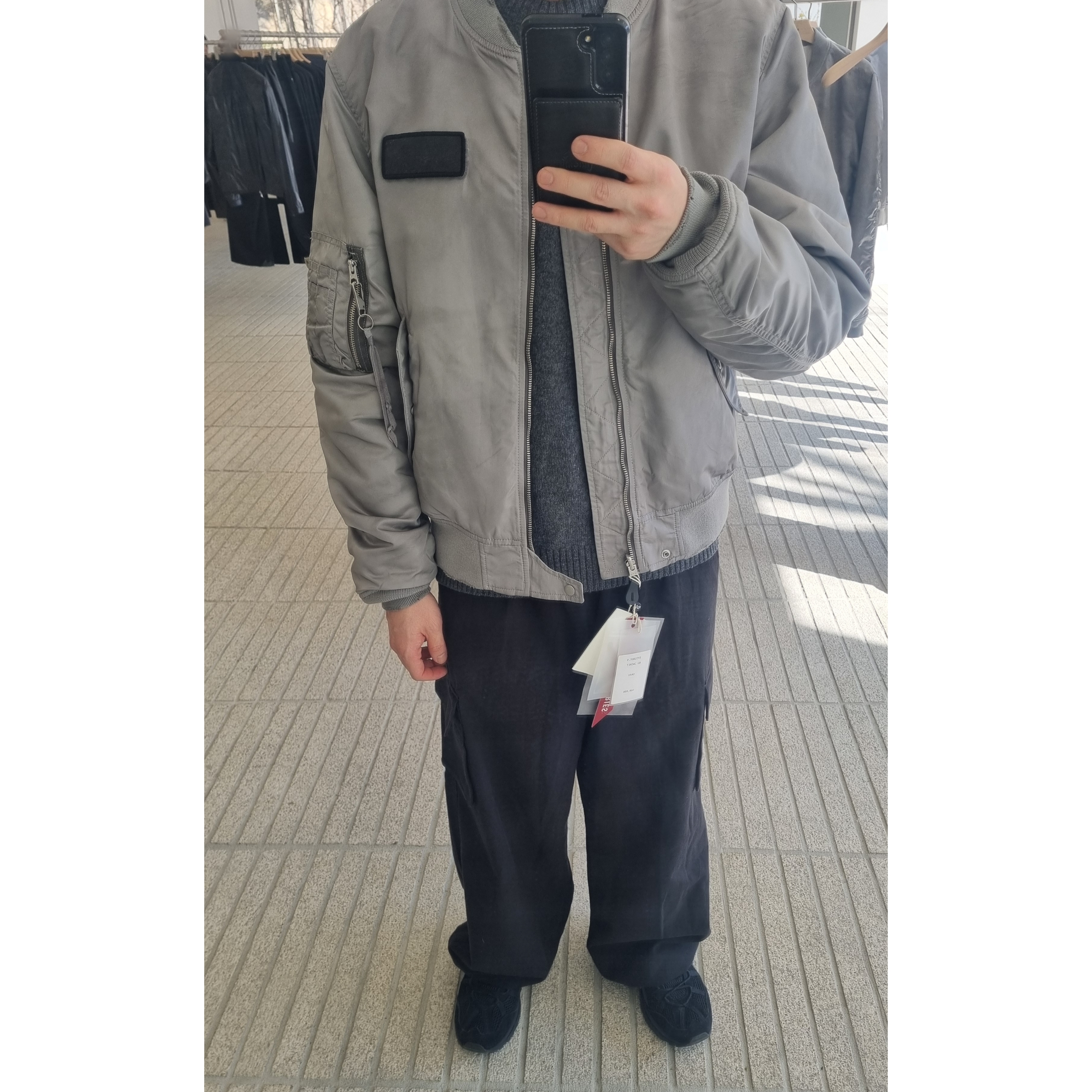 Asics Gel-Sonoma 15-50 Black, Xlim x Alpha Industries Ep.9 03 Jacket Light Gray 착용 스타일 - 1