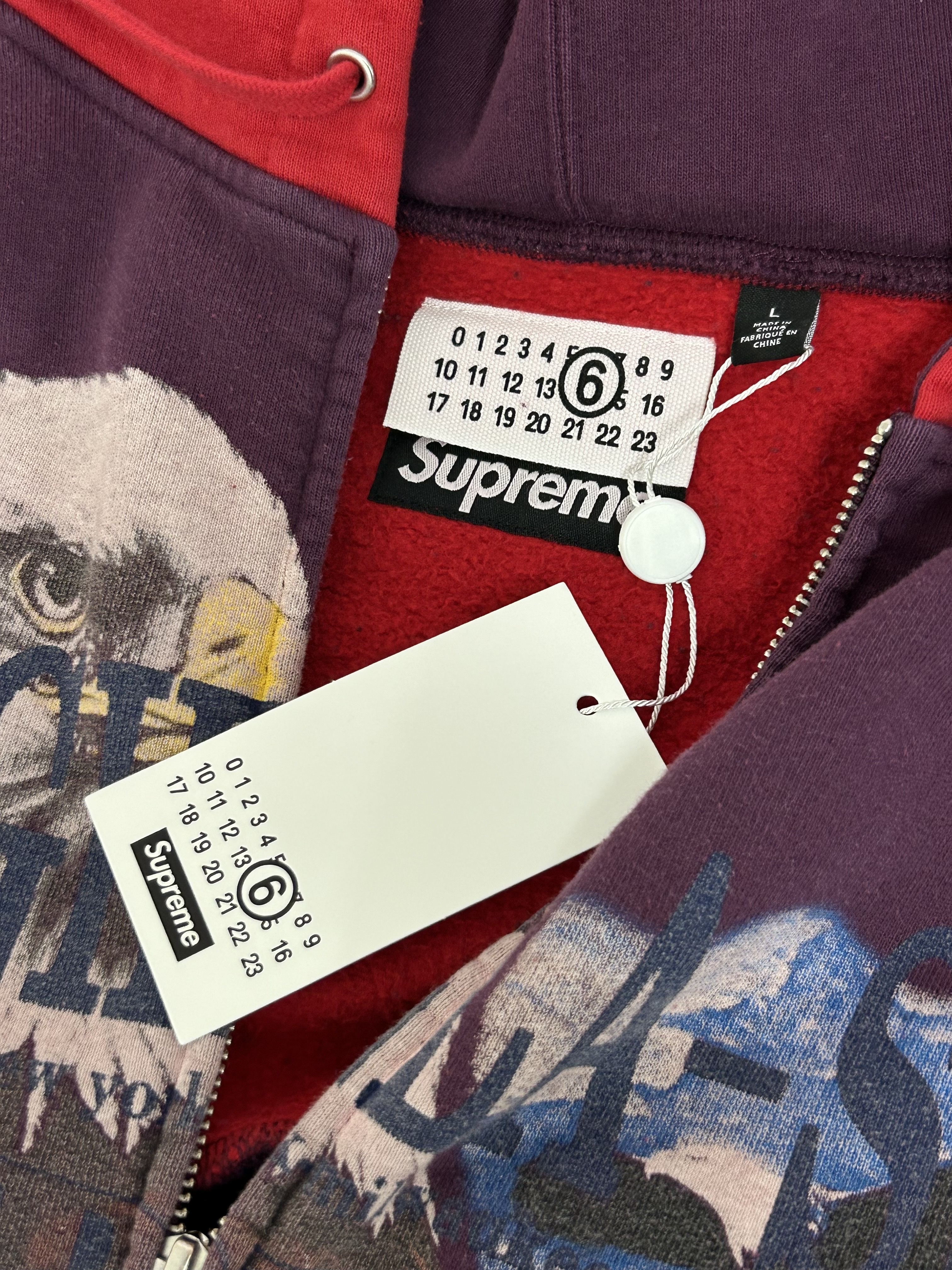 Supreme x MM6 Maison Margiela Eagle Zip Up Hooded Sweatshirt Purple - 26SS 착용 스타일 - 2
