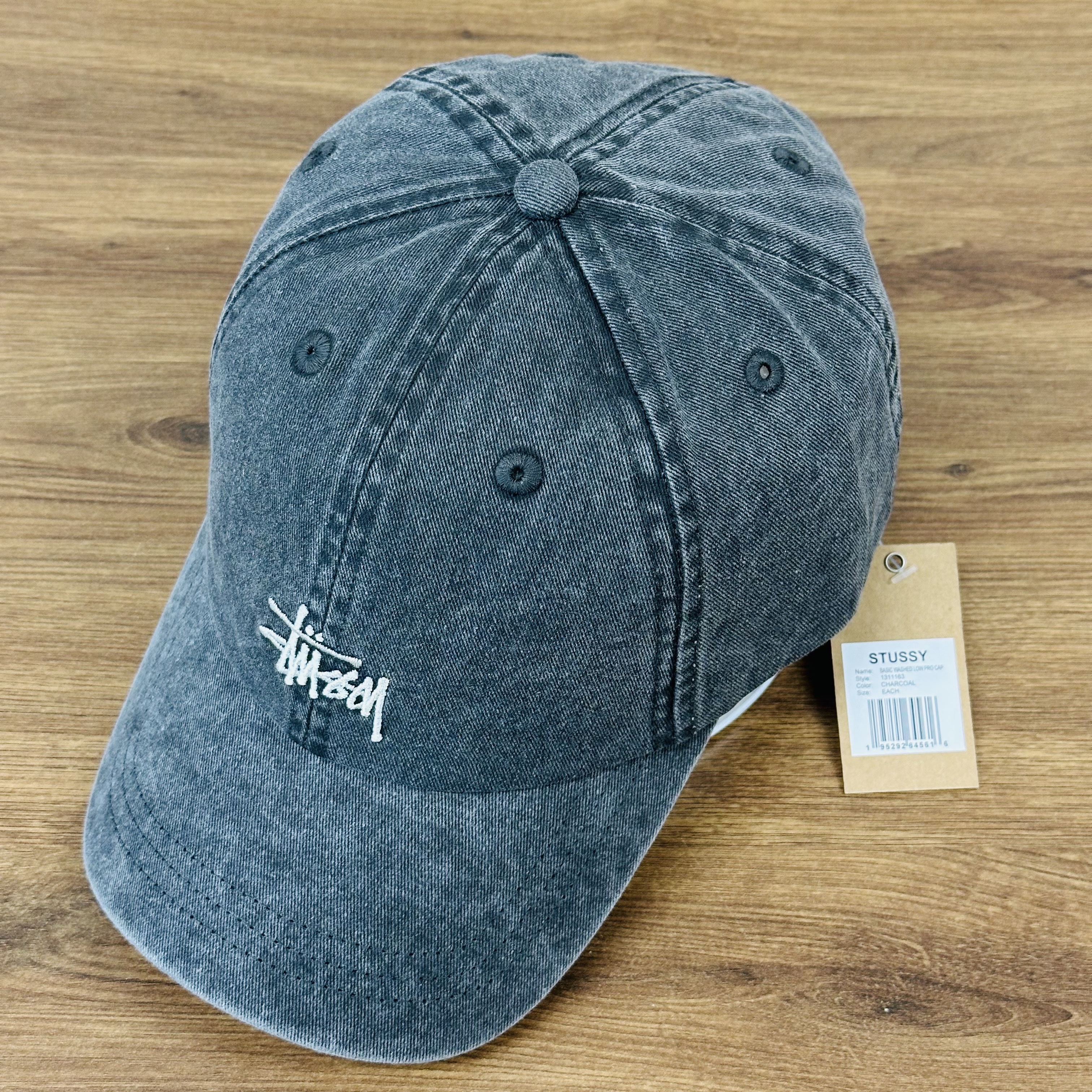 Stussy Washed Basic Low Pro Cap Charcoal 착용 스타일 - 1