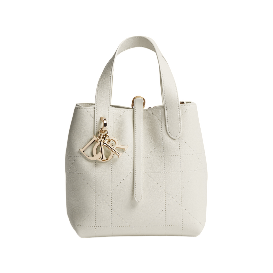 M2835OHJS-M030 Dior Toujours Vertical Tote Bag Small Flat Macro Cannage Calfskin Latte