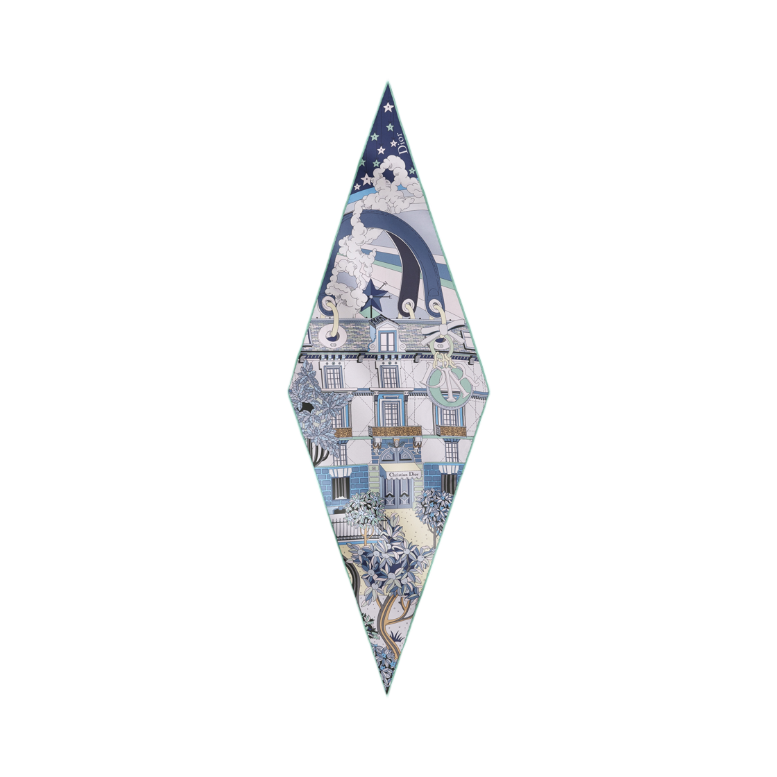 62TD101S6046-C536 (W) Dior Avenue Dior Diamond Scarf Silk Twill Denim Blue