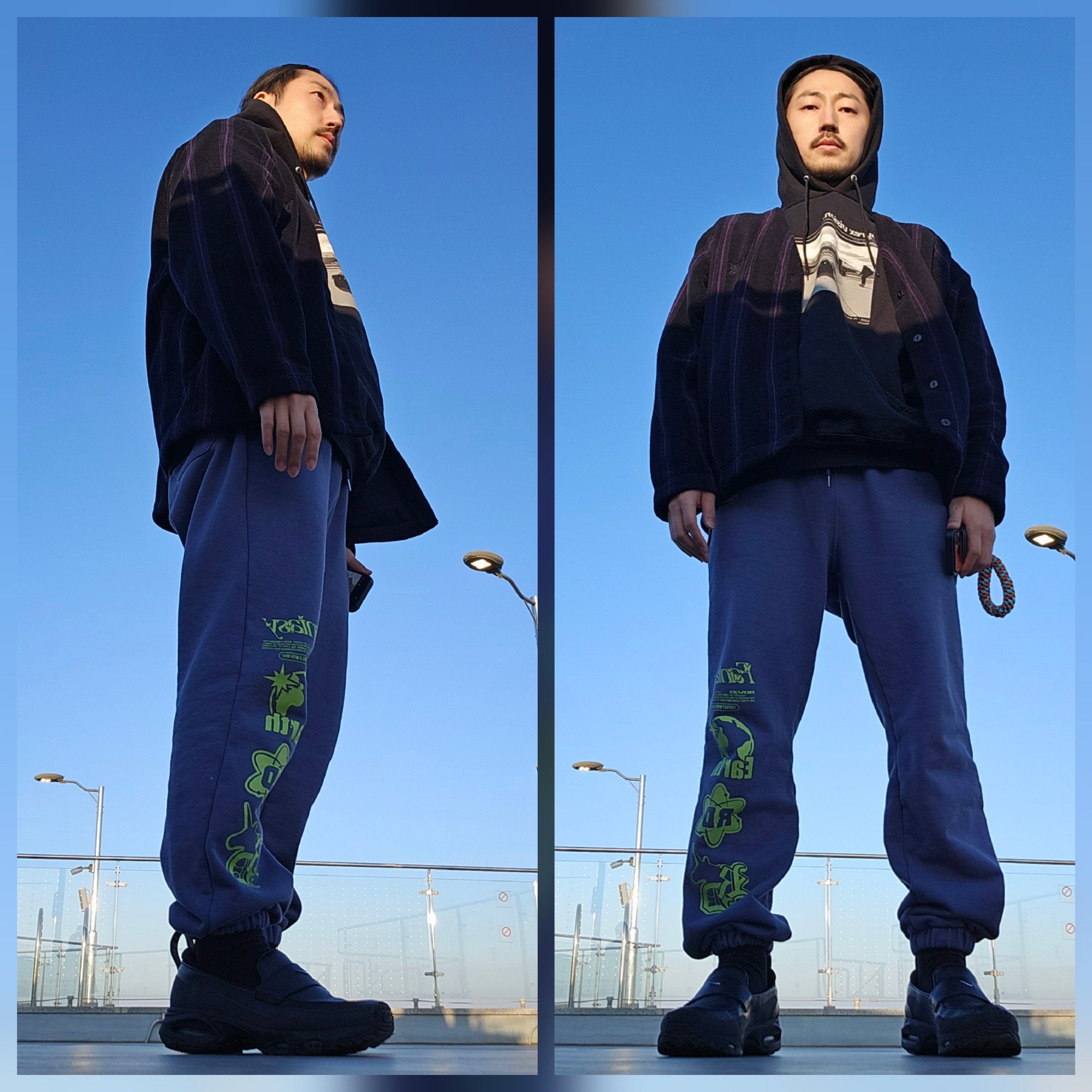 Uniqlo x Needles Fleece Oversized Cardigan Black - KR, (W) Nike x SWDC Air Max Phenomena Black Metallic Silver 착용 스타일