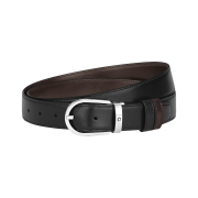 Montblanc Horseshoe 30mm Reversible Belt In Meisterstuck Leather Black Ebony