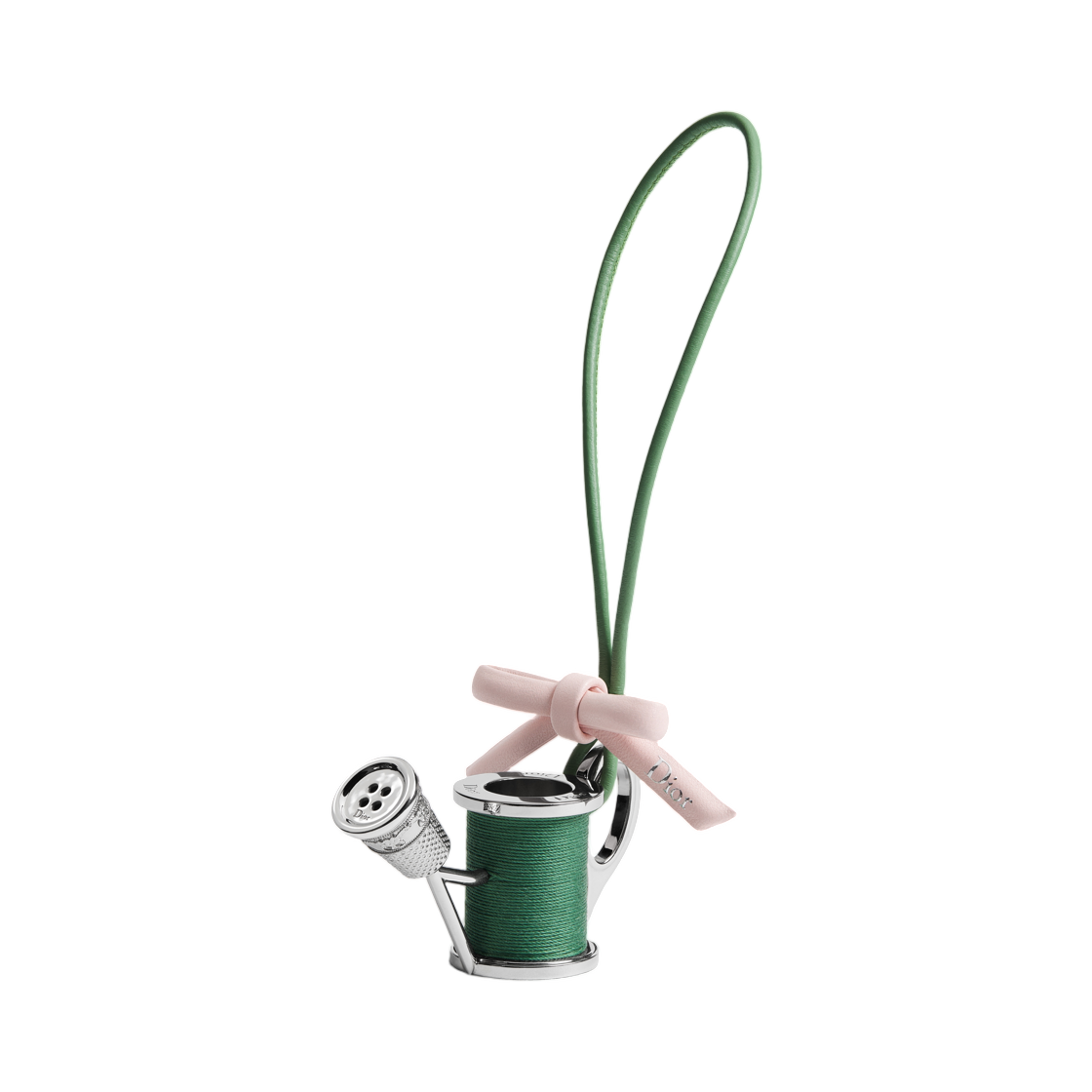 V1968WOMLB-D03X (W) Dior Jardin De L'Atelier Dior Bag Charm Lambskin Silver Finish Metal Thread Ballet Pink Green