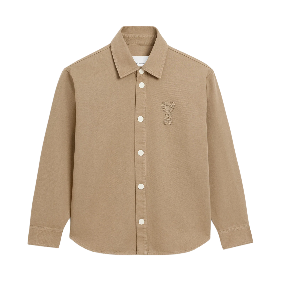 아미 베이지 코튼 니트 아미 드 하트 오버셔츠 토프 베이지(AMI Beige Cotton Knitted Ami De Coeur Overshirt Taupe Beige)