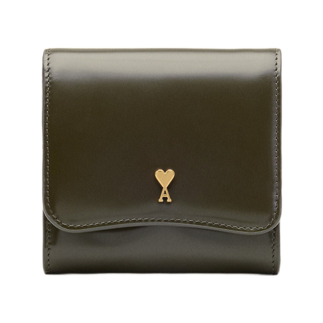 아미 그린 카우 레더 파리 컴팩트 월렛 다크 카키(AMI Green Cow Leather Paris Compact Wallet Dark Khaki)
