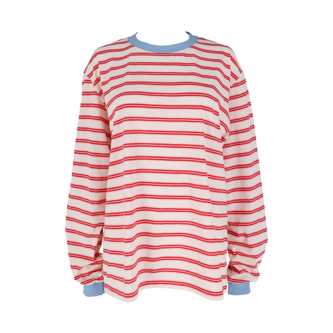 사유 스트라이프 비스킷 긴팔 티 레드(sayuu Striped Biscuit Long-sleeve T-shirt red) - 1