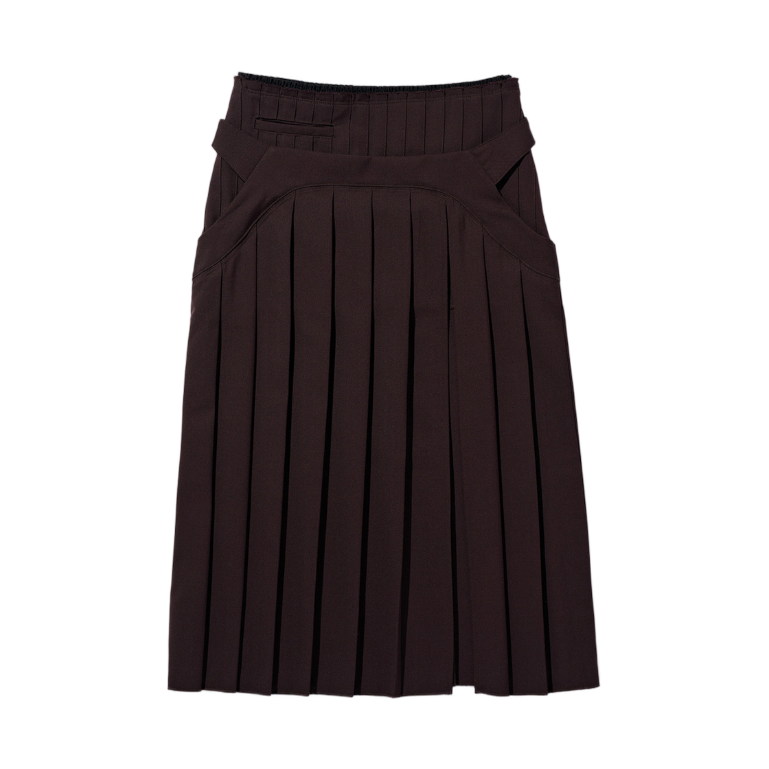 - (W) Mischief Layered Pleated Maxi Skirt Deep Burgundy