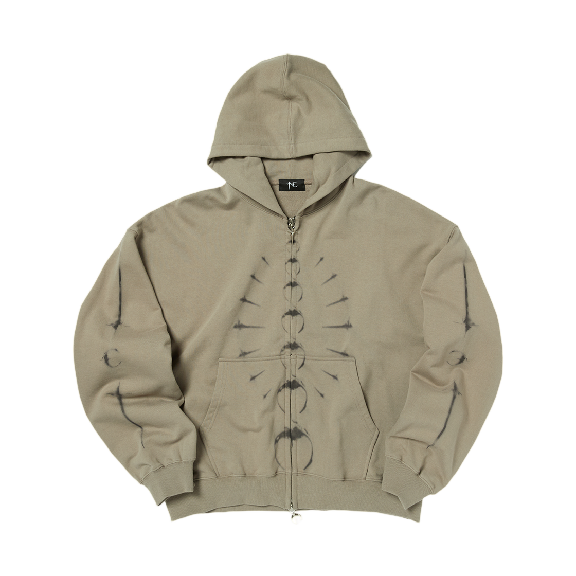 떠그 클럽 립케이지 집업 후드 브라운(Thug Club Ribcage Zip-Up Hoodie Brown) - 1