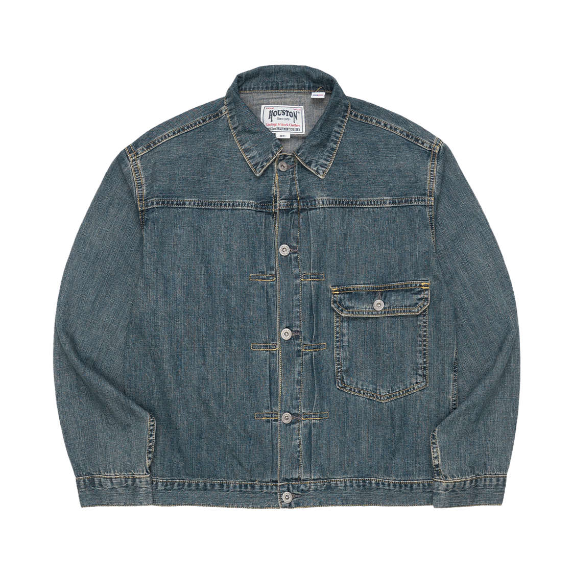 51498IVW Houston Japan US Cotton Denim Shirt Jacket Indigo Vintage Wash 51498IVW