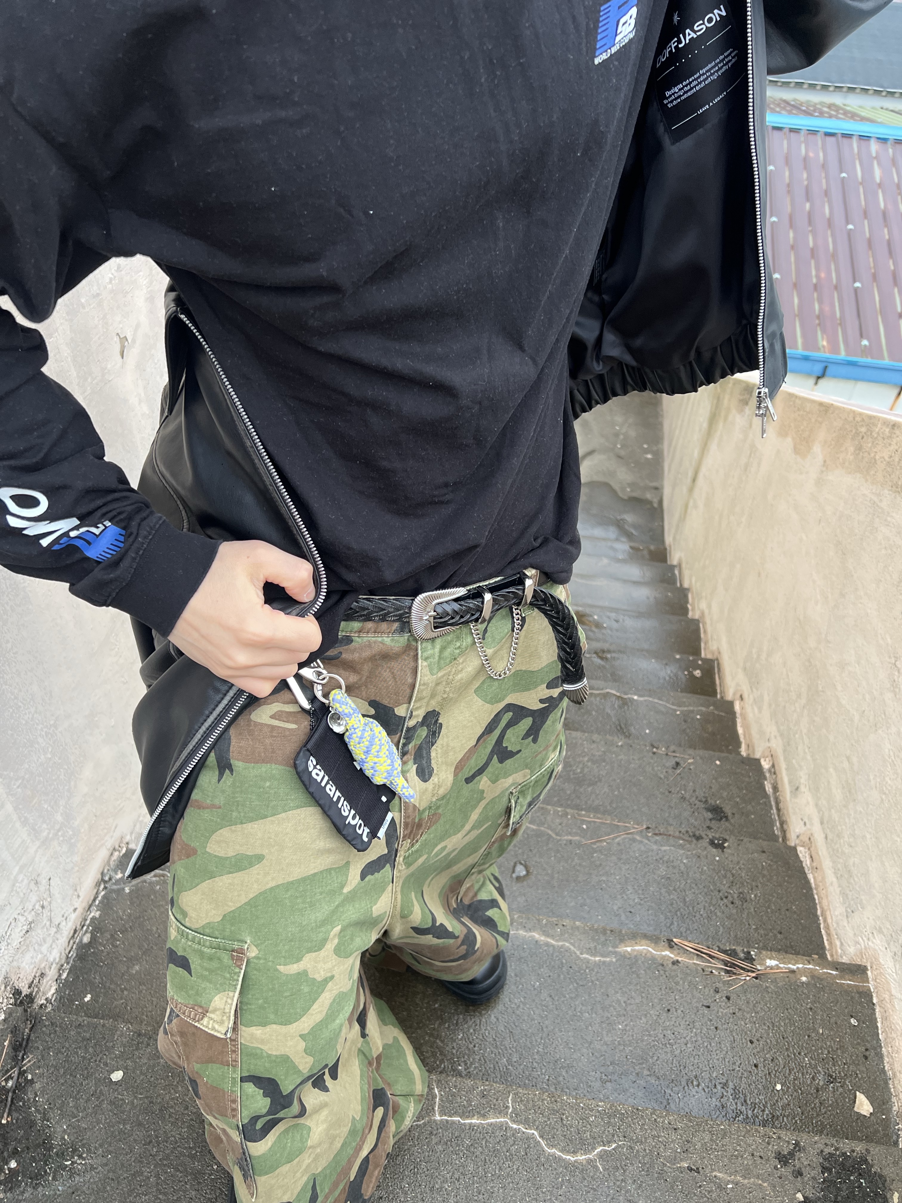 Safarispot Basic Safari Keyring Card Wallet Black, NOD Stone Washed Cargo Pants Camo 착용 스타일 - 7