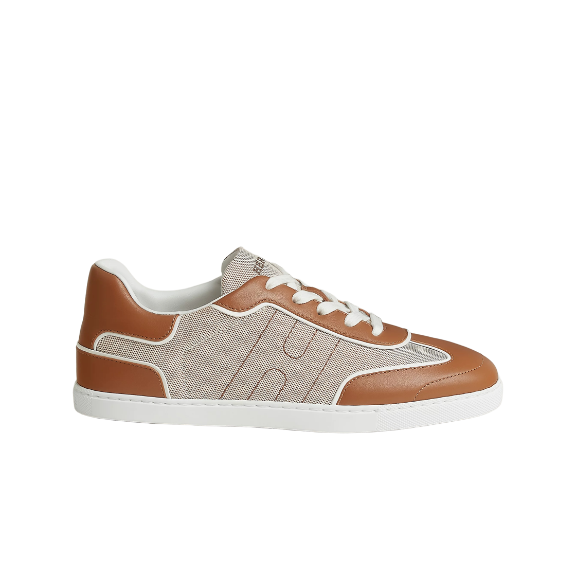 H261002ZA3 (W) Hermes Match Sneakers H Canvas Calfskin & Multicolore Noisette