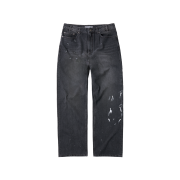 CHOWOO Aged Splatter Carpenter Denim Pants Washed Black