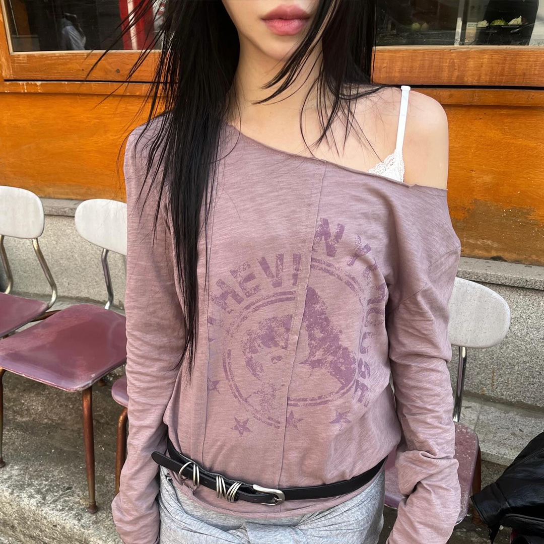 Thevinylhouse Muse Sheer Ls Tee (W) Purple 착용 스타일