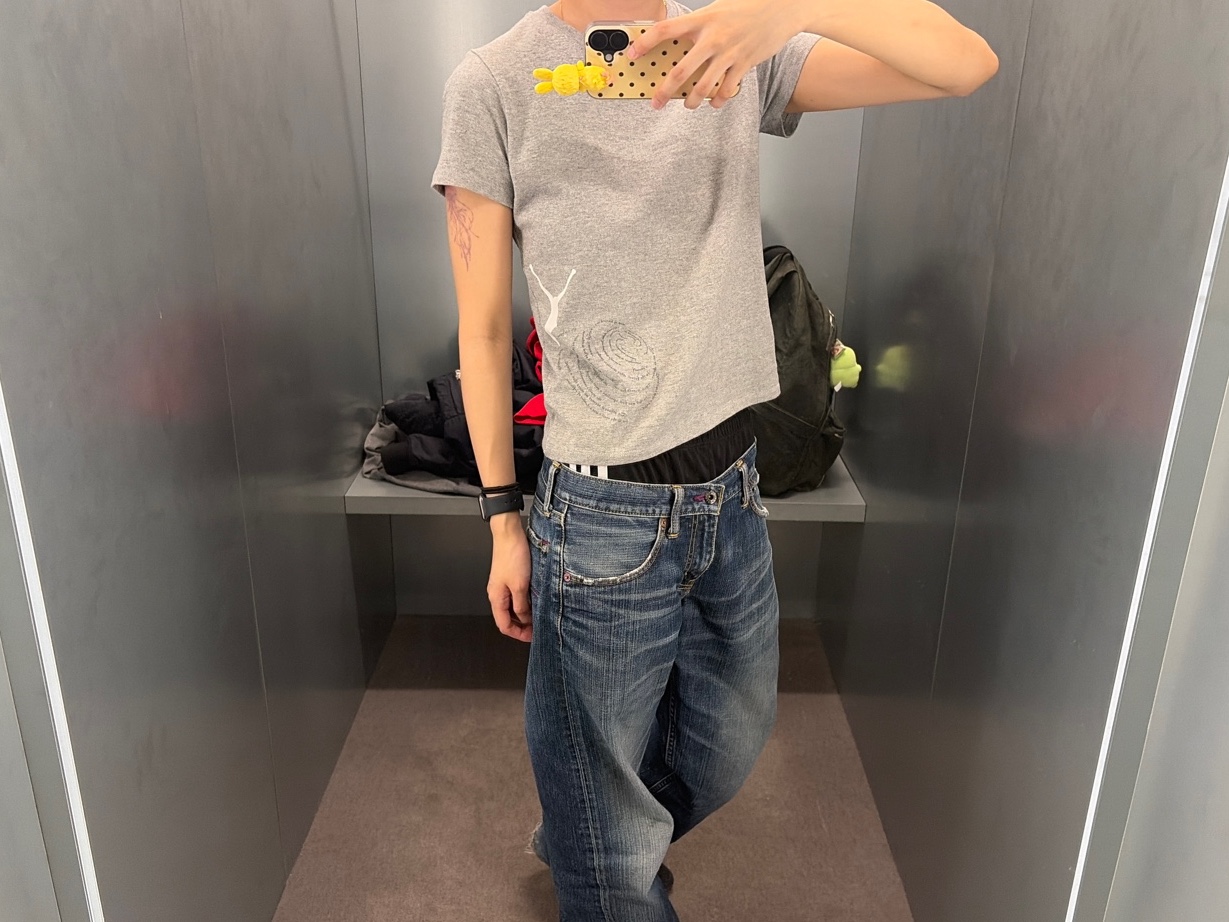 Sansan Gear Snail T-Shirt Melange Grey 착용 스타일