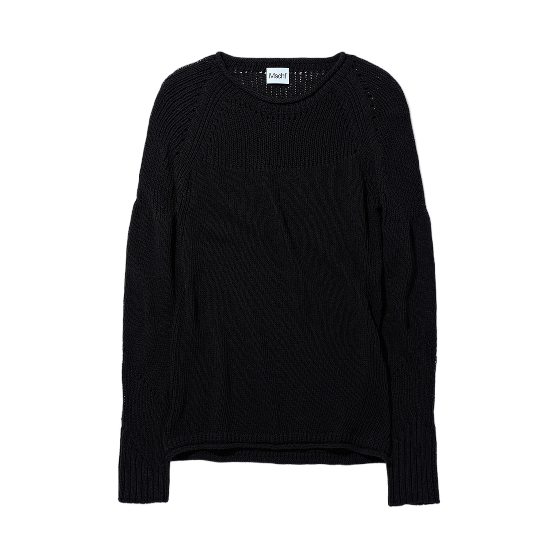 - (W) Mischief Grunge Rib Knit Top Black