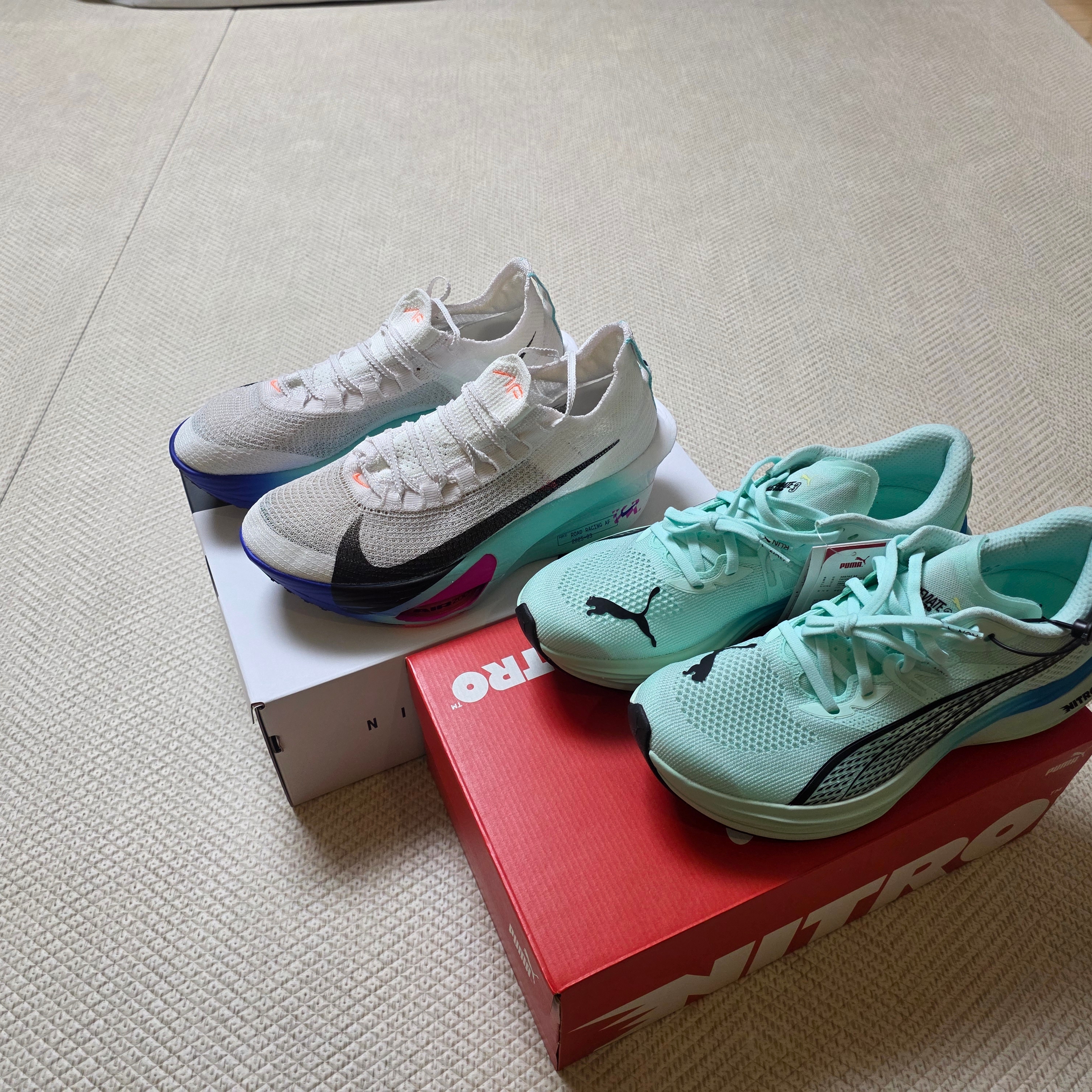 Puma Deviate Nitro 3 Mint Melt Speed Blue 착용 스타일