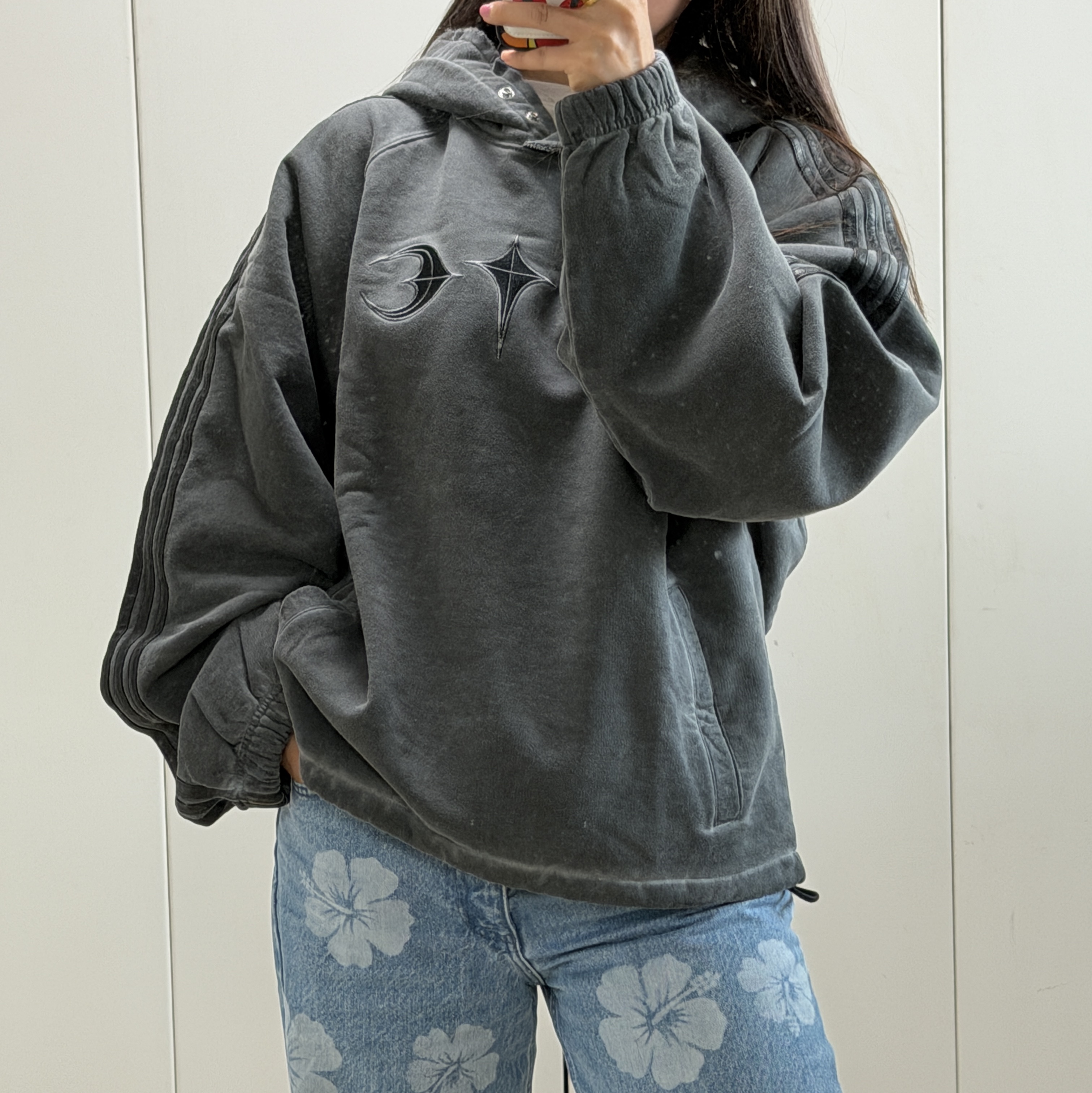 Adidas x Thug Club Sweat Hoodie Black - KR Sizing 착용 스타일 - 1