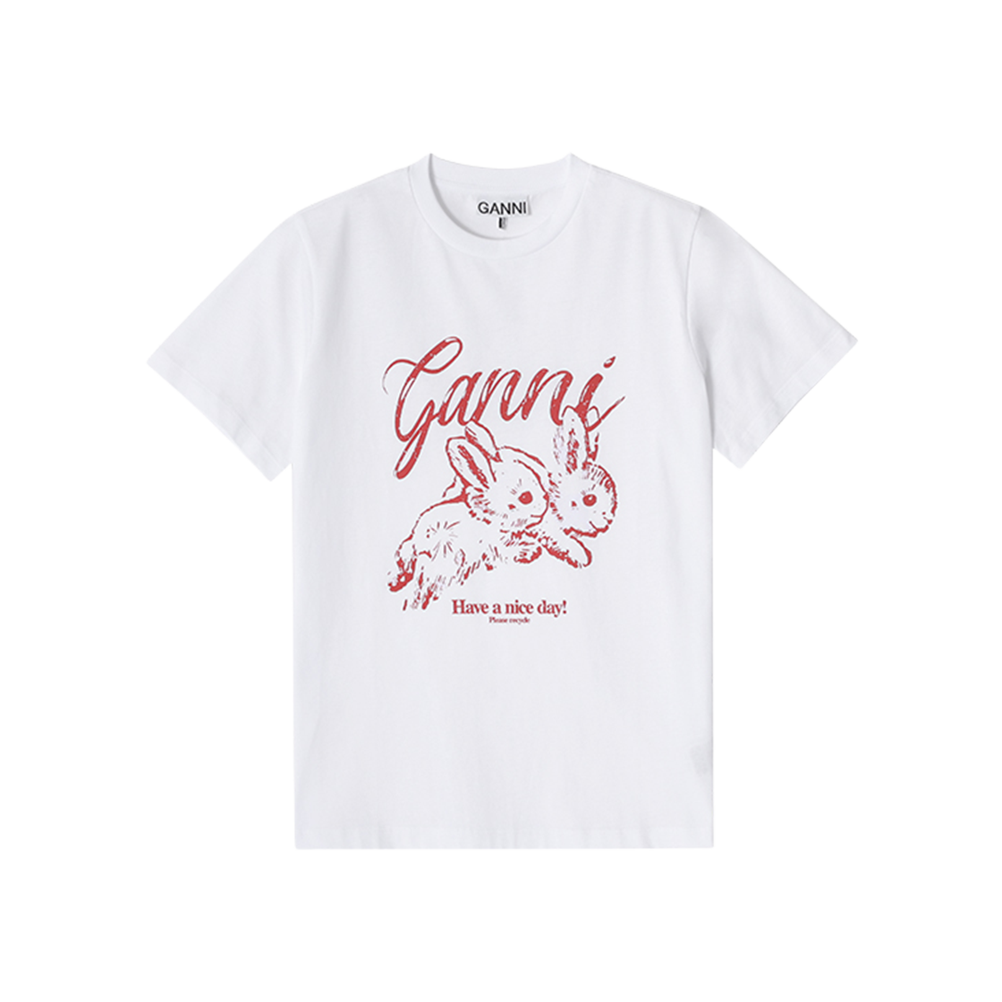 [20% 쿠폰] (W) 가니 릴렉스드 버니 티셔츠 브라이트 화이트([20% 쿠폰] (W) Ganni Relaxed Bunny T-Shirt Bright White)