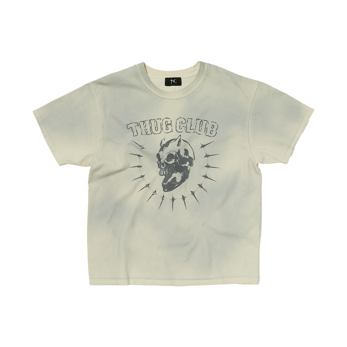 떠그 클럽 빈티지 라이딩 스컬 티셔츠 크림(Thug Club Vintage Riding Skull T-Shirt Cream) - 1