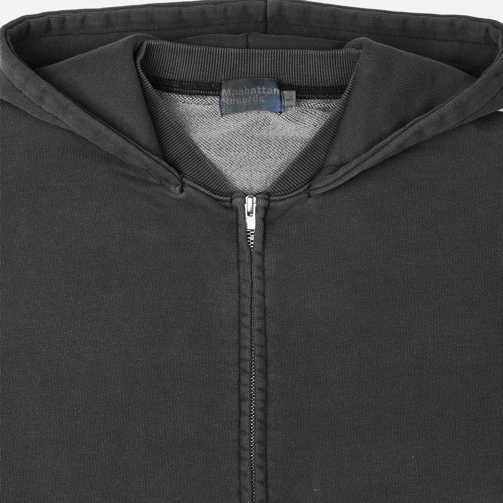 맨하탄 레코즈 피그먼트 립 카라 집업 후디 - 차콜(Manhattan Records PM Rib Collar Zip Up Hoodie - Charcoal) - 4