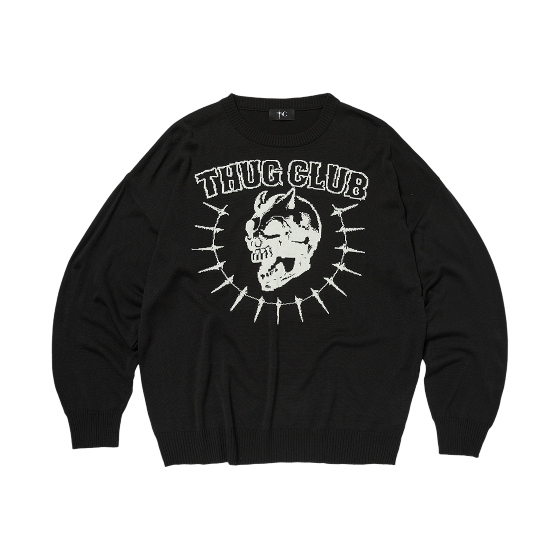 떠그 클럽 라이딩 스컬 니트 스웨터 블랙(Thug Club Riding Skull Knit Sweater Black) - 1