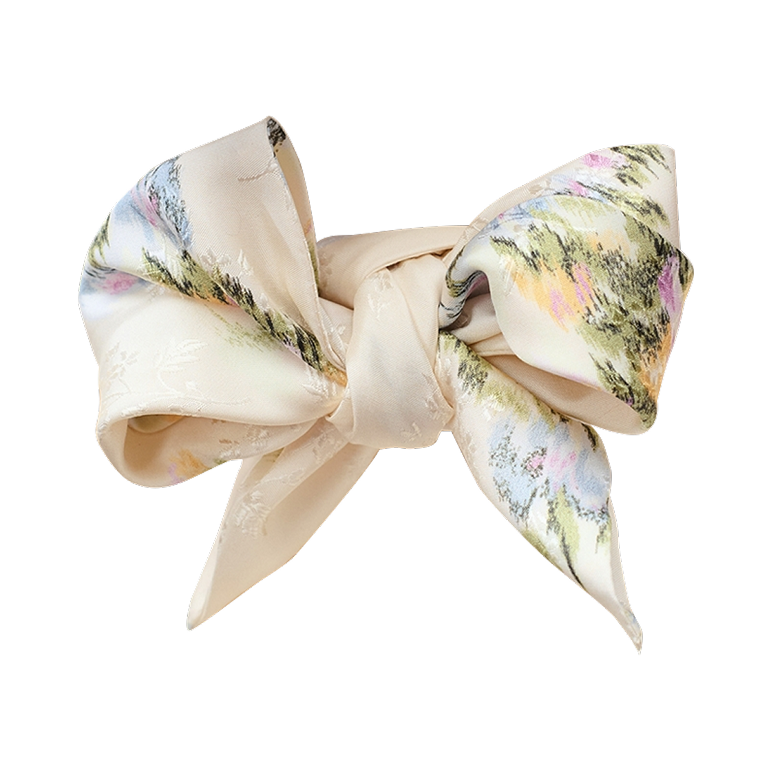 (W) 디올 시크릿 가든 어드저스터블 보우 타이 칼라 실크 자카드 에크루 멀티컬러((W) Dior Secret Garden Adjustable Bow Tie Collar Silk Jacquard Ecru Multicolor)