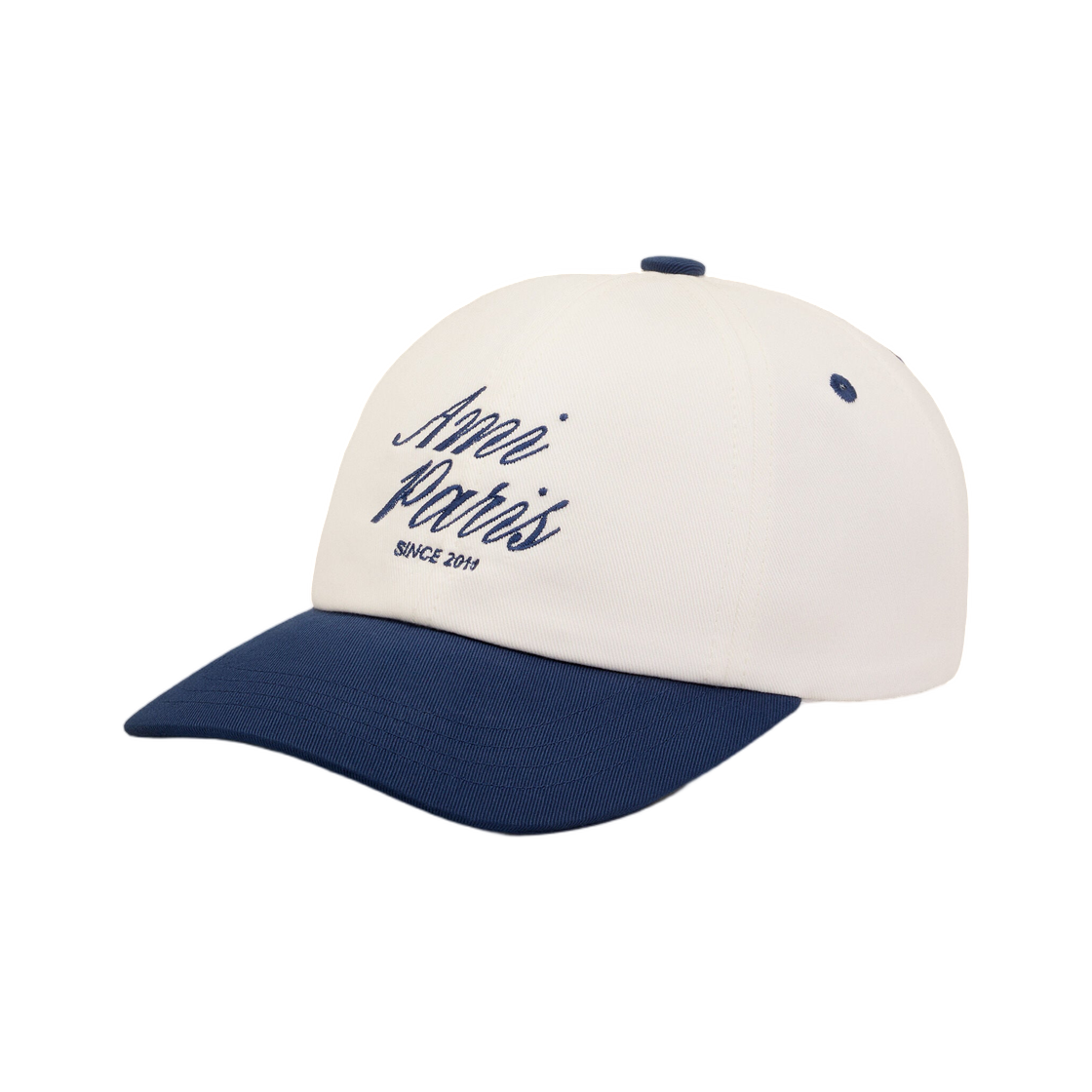 아미 블루 앤 화이트 바이컬러 코튼 아미 파리 캡 잉크 화이트 크림(AMI Blue and White Bicolor Cotton Ami Paris Cap Ink White Cream) - 1