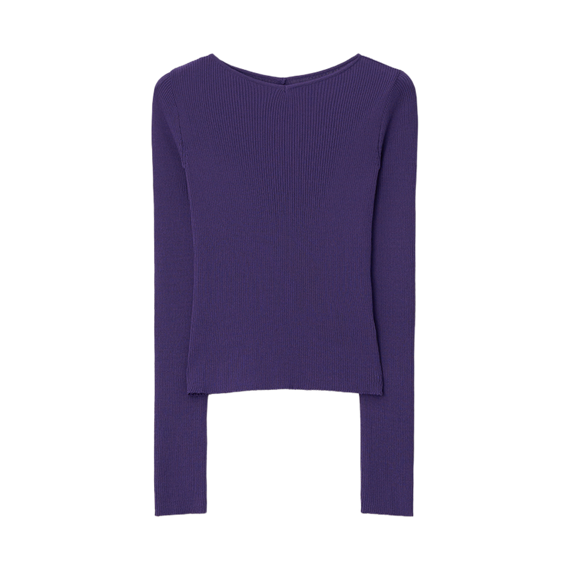 뮈르뮈르 르투 슬림브이 골지 백슬릿 니트 그레이프(Murmure Retu Slim V-Ribbed Back-Slit Knit Grape)