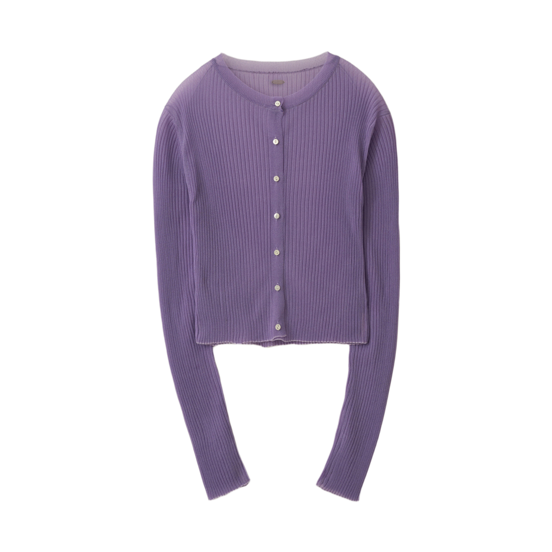 뮈르뮈르 유센 글로시 시어 니트 가디건 퍼플(Murmure Yusen Glossy Sheer Knit Cardigan Purple)