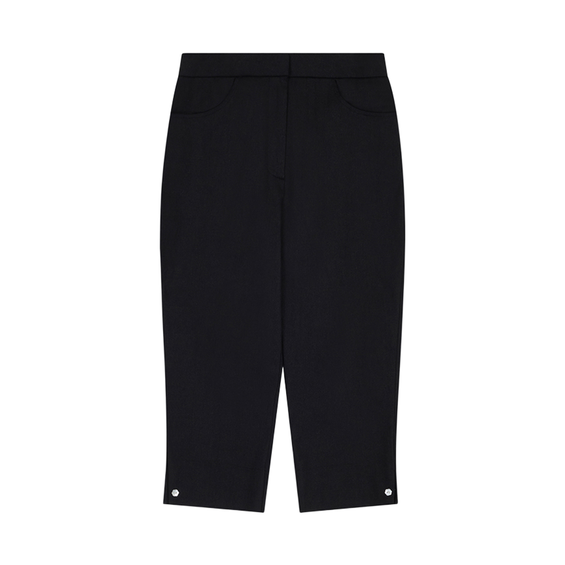 00056 Murmure Fleur Button Capri Pants Black