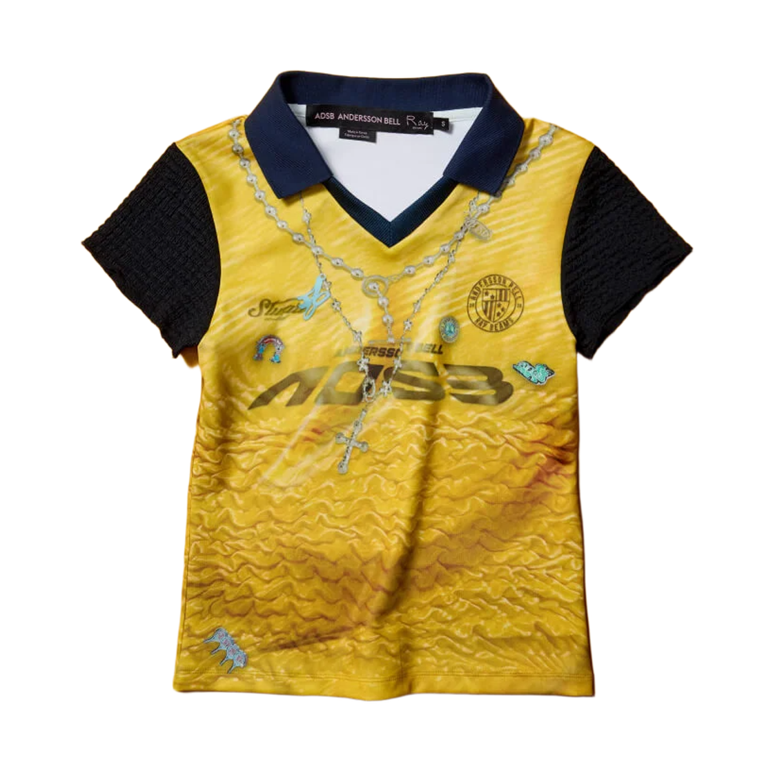 (W) 앤더슨벨 x 레이 빔즈 풋볼 숏슬리브 셔츠 멀티컬러((W) Andersson Bell x Ray Beams Foot Ball Short Sleeve Shirt Multicolor)