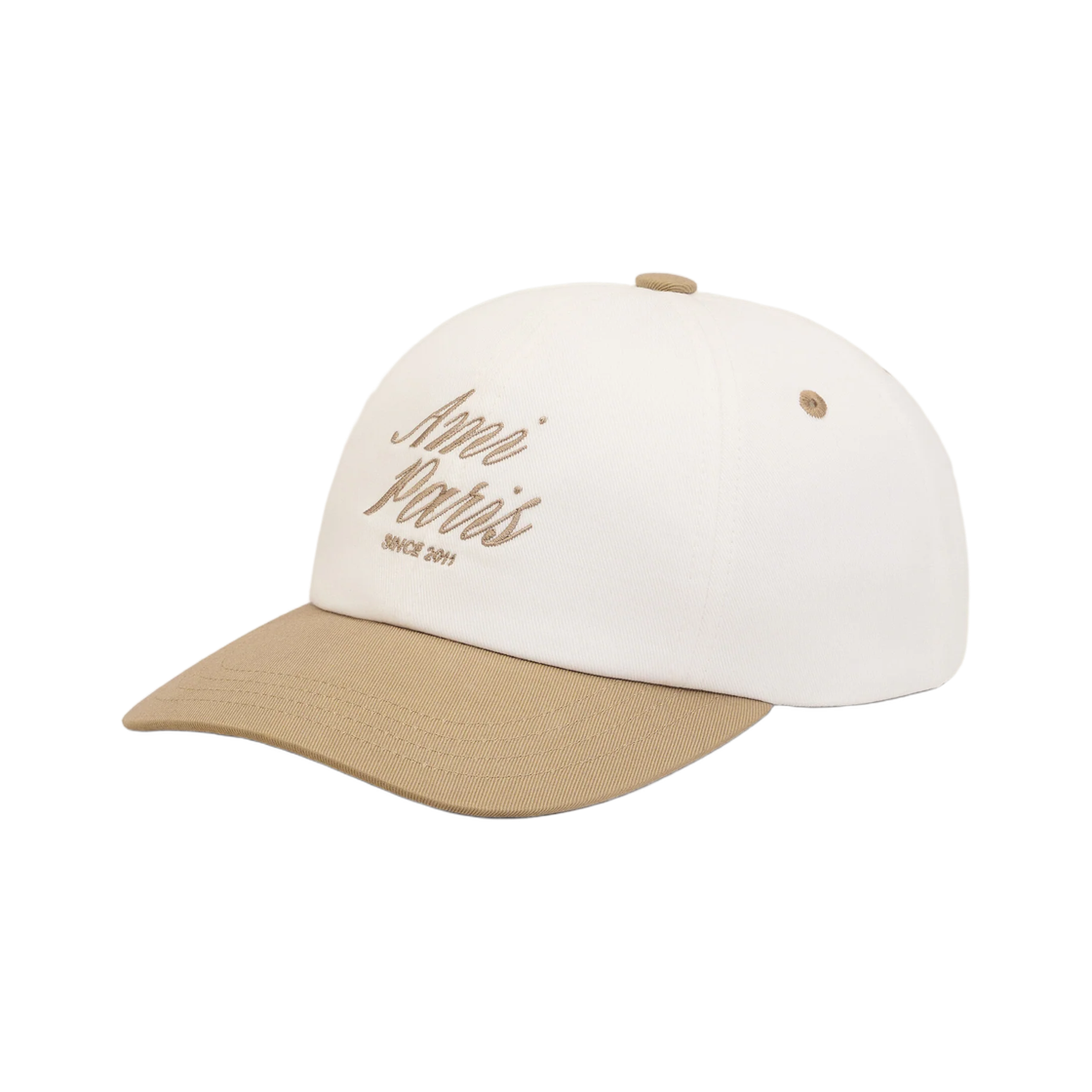 아미 베이지 앤 화이트 바이컬러 코튼 아미 파리 캡 토프 베이지 화이트 크림(AMI Beige and White Bicolor Cotton Ami Paris Cap Taupe Beige White Cream) - 1