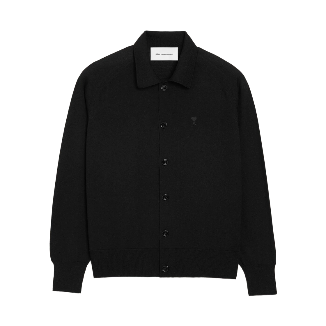 HKC385-KN0039-0180 AMI Black Wool Shirt Collar Ami De Coeur Cardigan Black Black