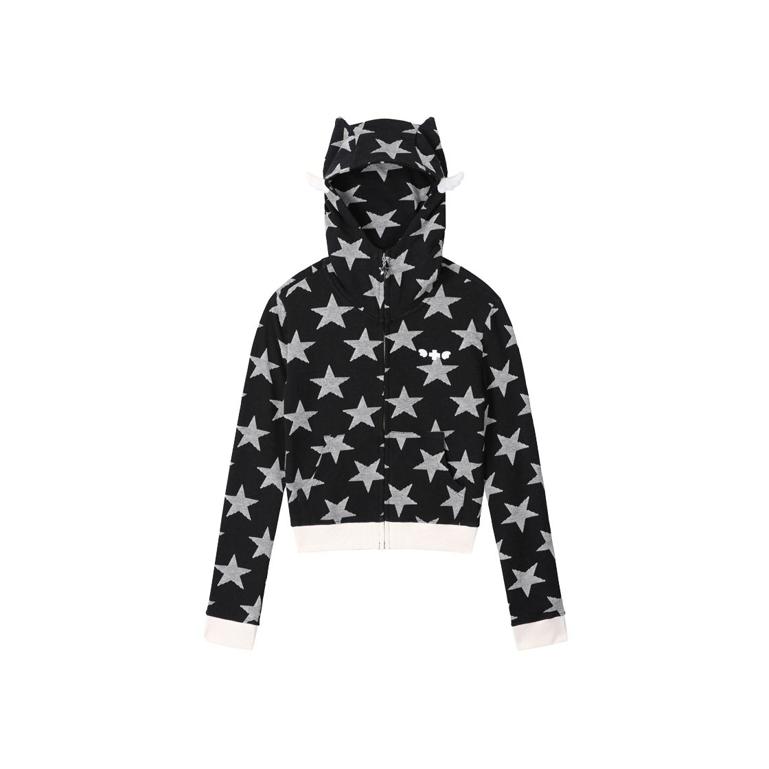 클럿 스튜디오 엔젤 오브 스타 윙 집업 후디 블랙(Clut Studio Angel of Star Wing Zip-Up Hoodie Black)