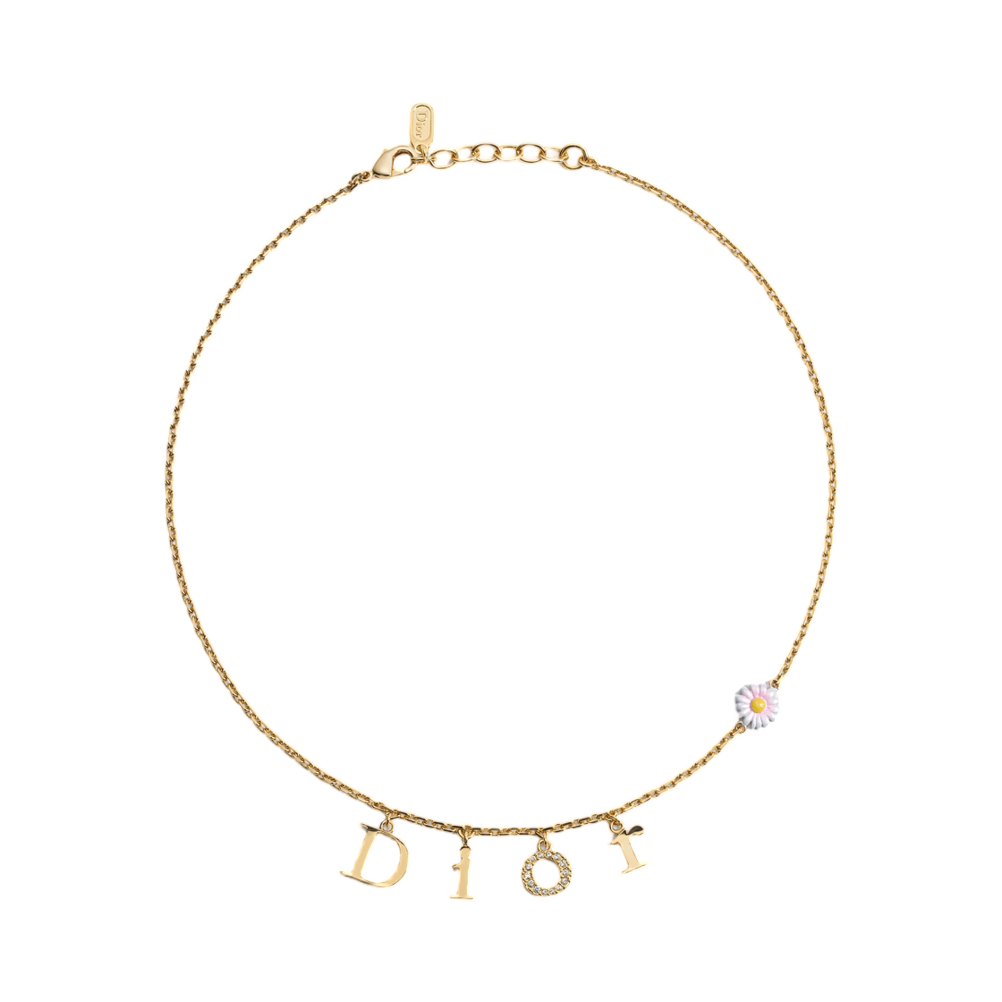 (W) 디올 미니 데이지 네클리스 골드 피니쉬 메탈 크리스탈 앤 래커 골드 멀티컬러((W) Dior Mini Daisy Necklace Gold Finish Metal Crystals And Lacquer Gold Multicolor) - 1