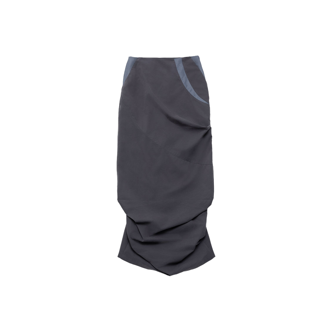 26SSSK001 WET TAG Draped Panel Maxi Skirt Slate Blue