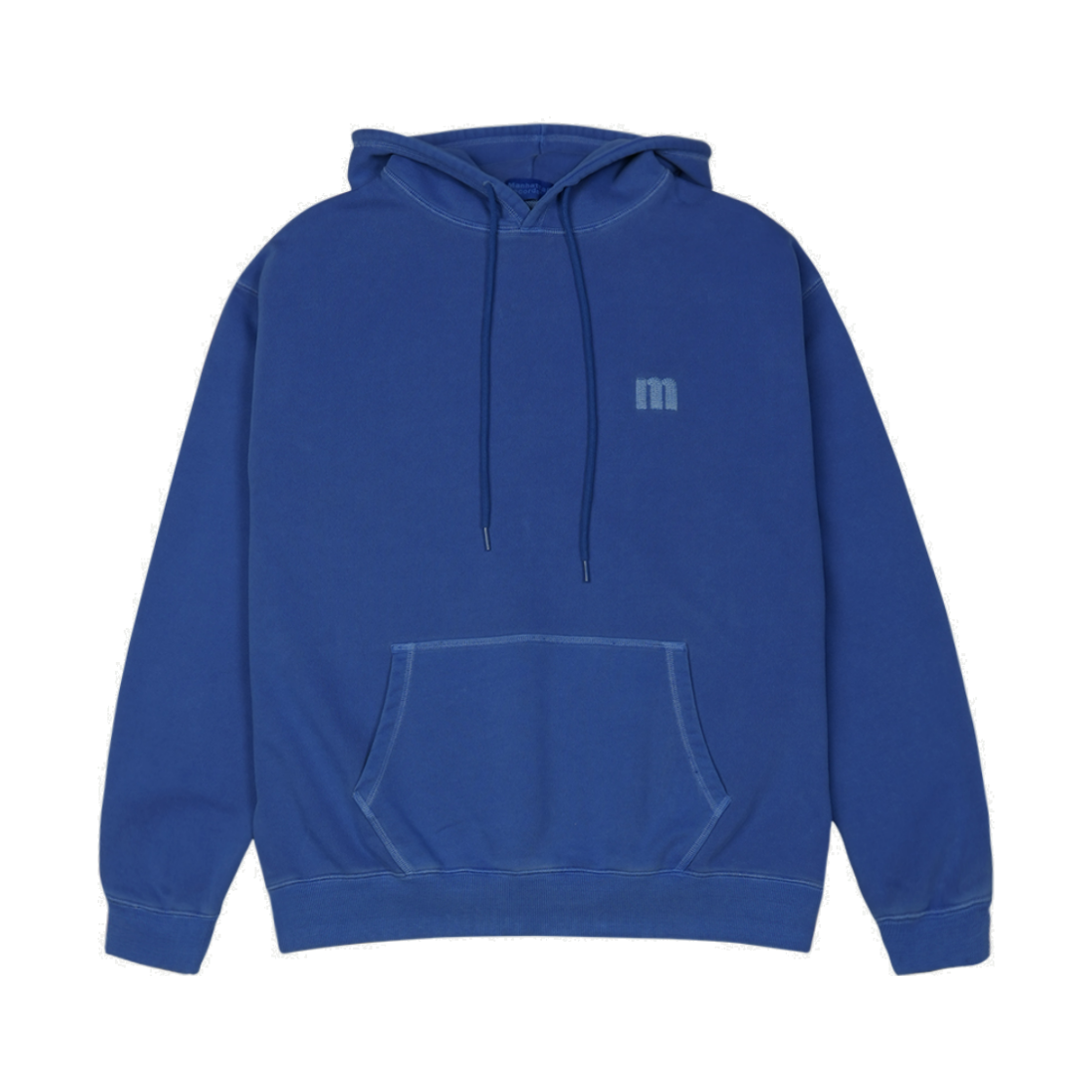맨하탄 레코즈 스티치 피그먼트 크롭 후디 - 블루(Manhattan Records Stitch PM Crop Hoodie - Blue)