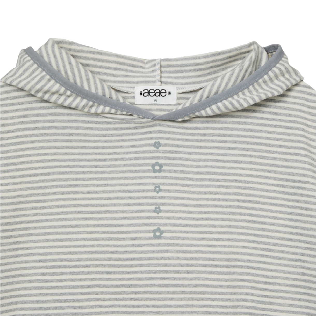 [오프라인 전용] 에이이에이이 우먼 스트라이프 하프 슬리브 후디 그레이 - 26SS([오프라인 전용] AEAE Women Stripe Half Sleeve Hoodie Grey - 26SS) - 3