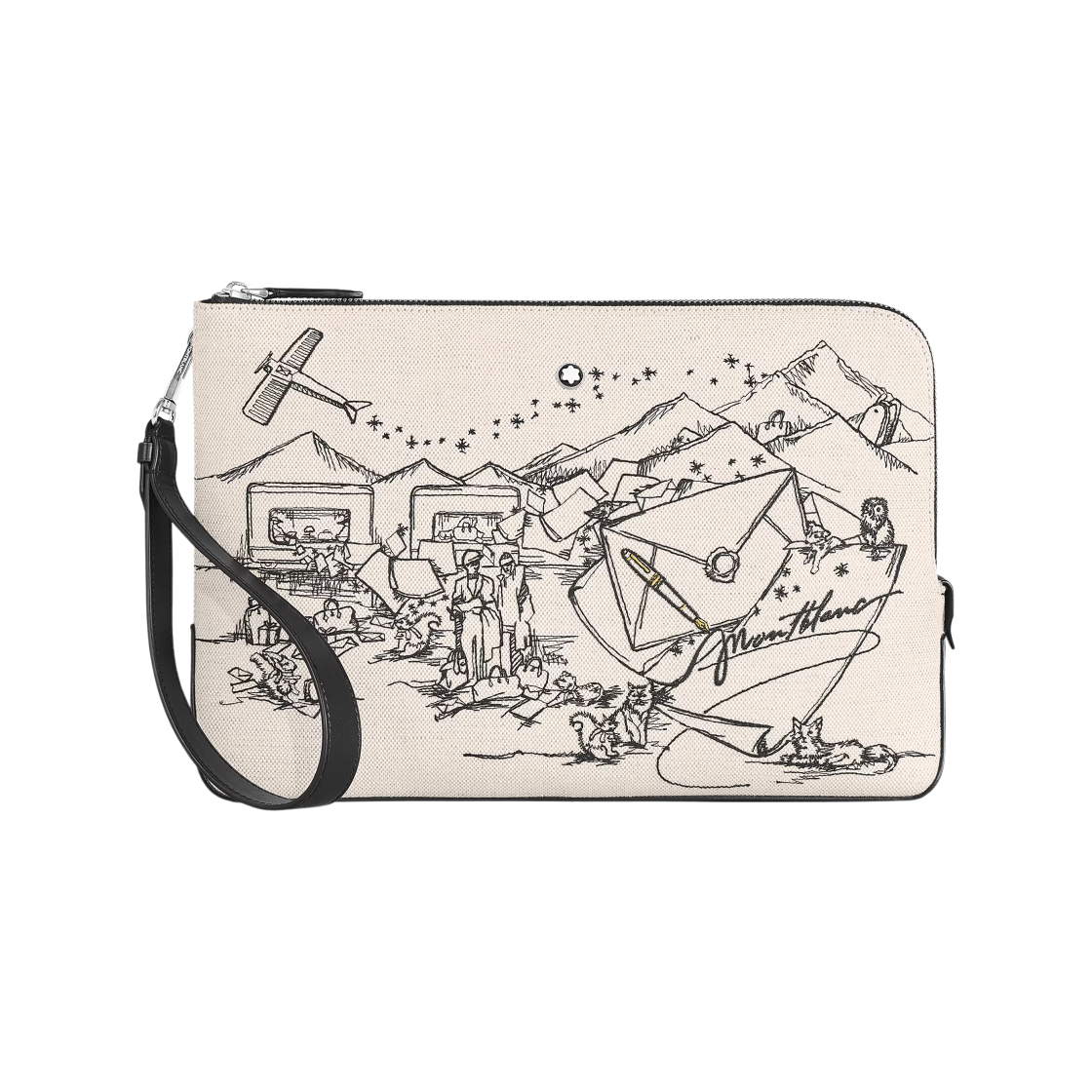 몽블랑 파우치 자수 캔버스 캔버스(Montblanc Pouch In Embroidered Canvas Canvas) - 1