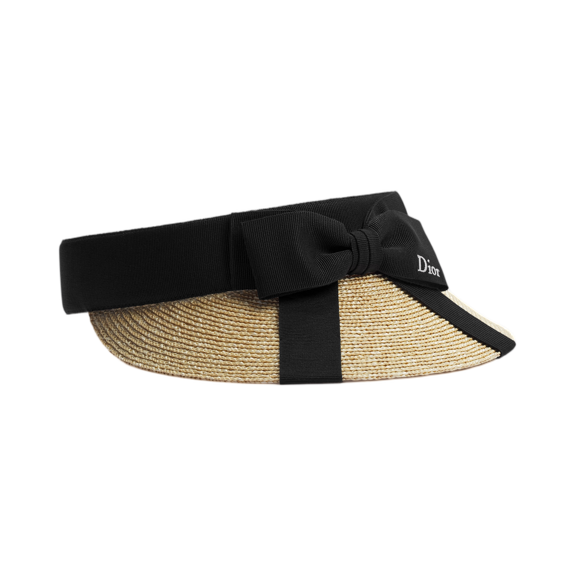 CPV00198ESGG-C100 (W) Dior D-Smash Visor Grosgrain Straw Black