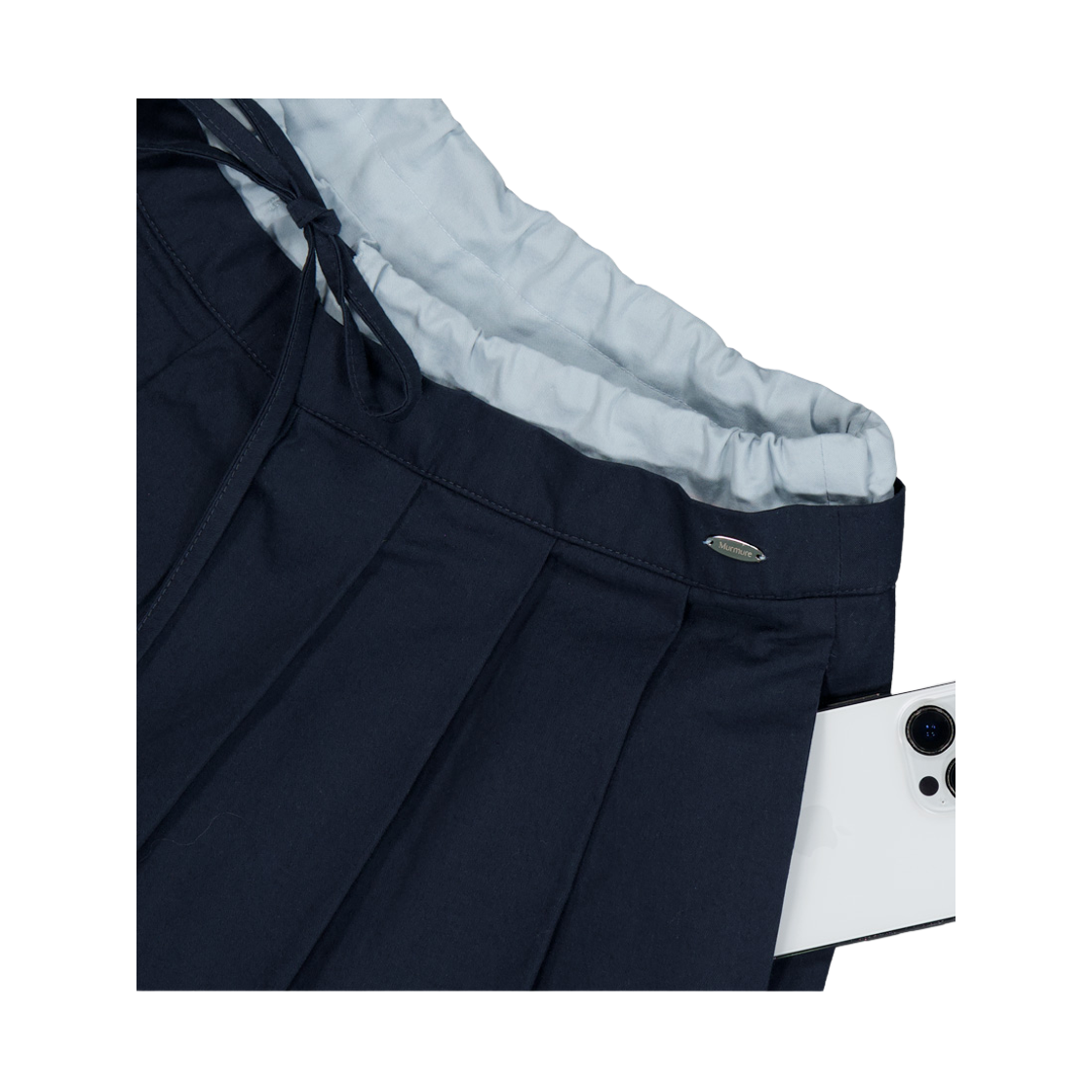 뮈르뮈르 폴카 배색 플리츠 스커트 팬츠 네이비(Murmure Polka Pleated Skirt Pants Navy) - 3