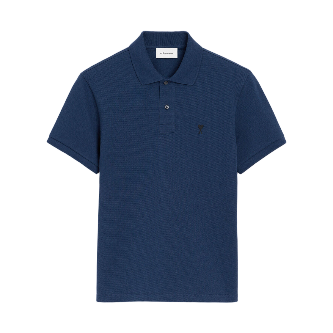 아미 블루 코튼 숏슬리브 아미 드 하트 폴로 셔츠 잉크(AMI Blue Cotton Short Sleeves Ami De Coeur Polo Shirt Ink) - 1