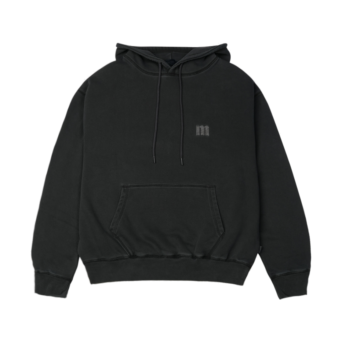 맨하탄 레코즈 스티치 피그먼트 크롭 후디 - 블랙(Manhattan Records Stitch PM Crop Hoodie - Black)