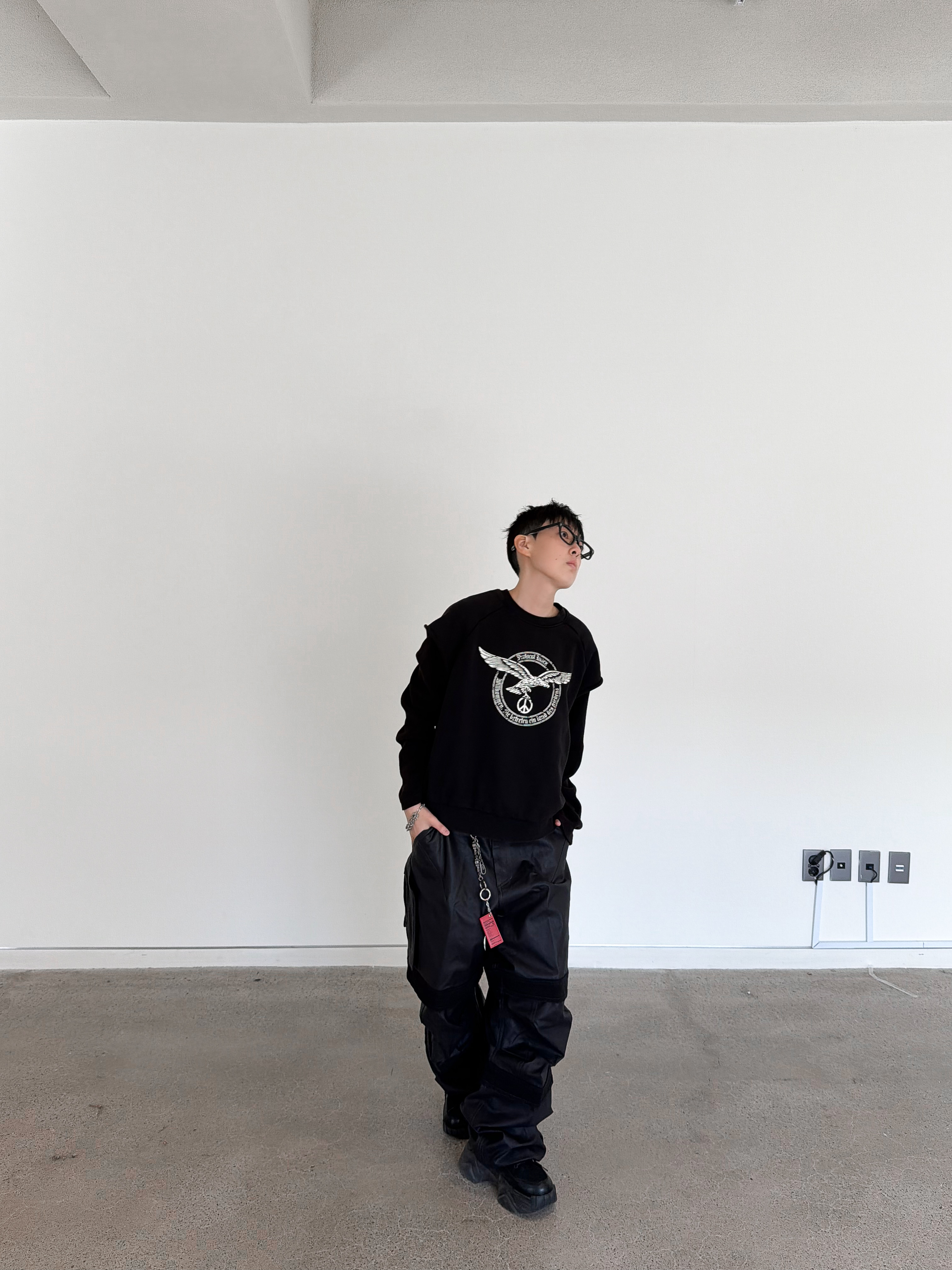 Farfromwhat Far Layered Work Pants Coated Black, Hono Report Object Keyring Tomato Ketchup 착용 스타일 - 6