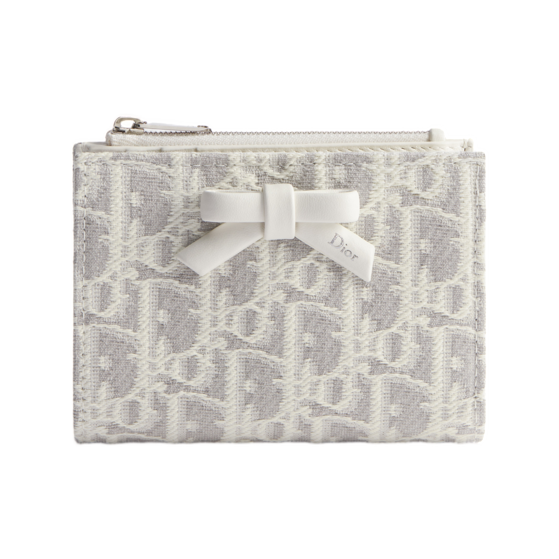 디올 오블리크 보우 달리아 지갑 디올 오블리크 자카드 라떼 그레이(Dior Oblique Bow Dahlia Wallet Dior Oblique Jacquard Latte Grey) - 1