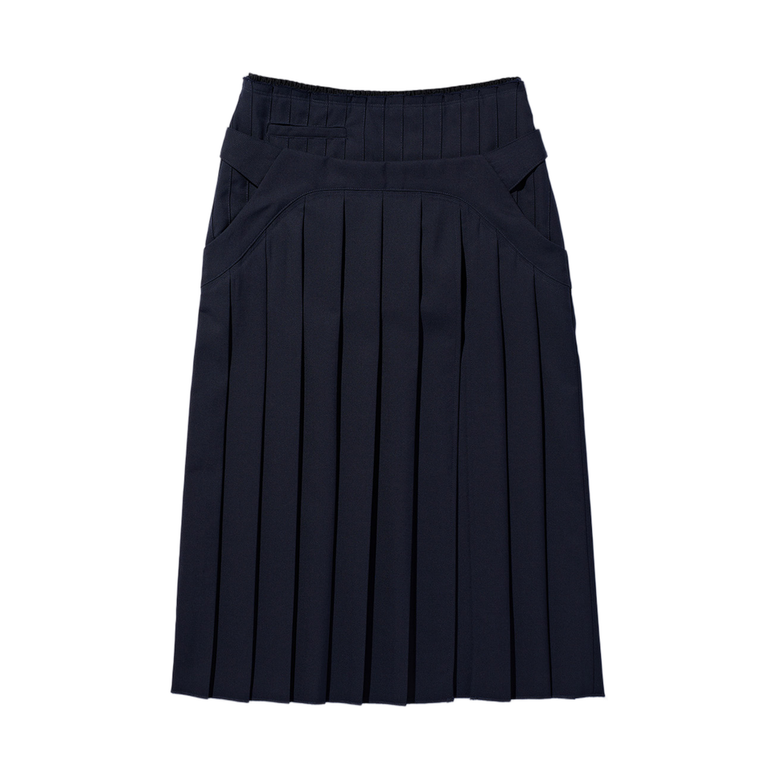 - (W) Mischief Layered Pleated Maxi Skirt Deep Navy