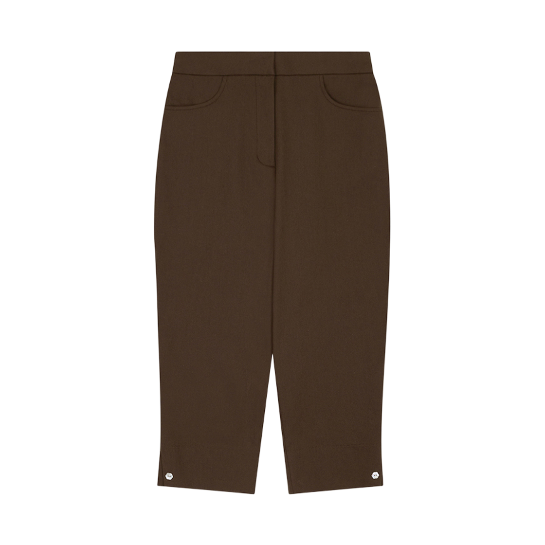 00057 Murmure Fleur Button Capri Pants Brown