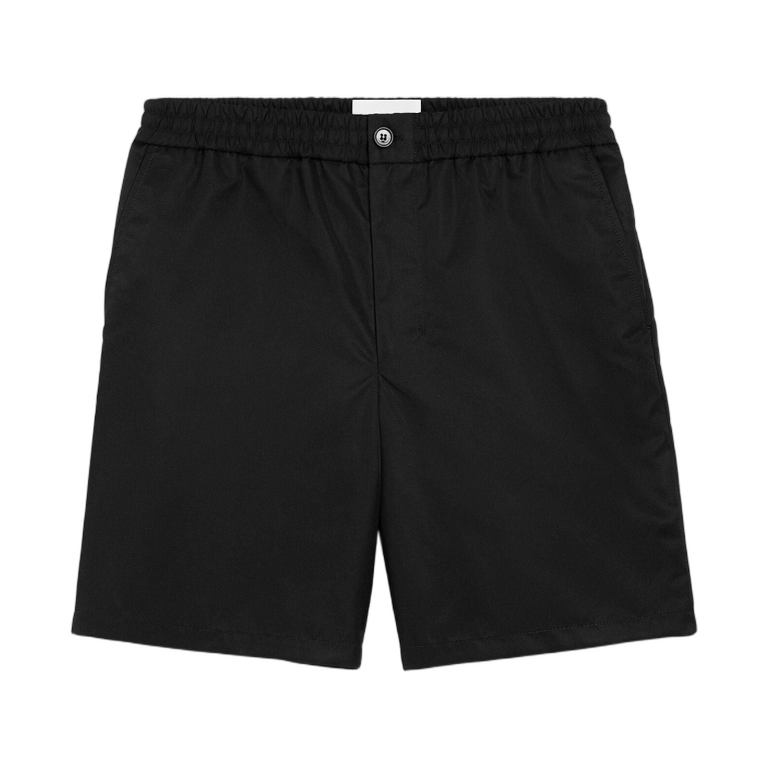 HSO833-PA0037-001 AMI Black Nylon Elasticated Waist Ami De Coeur Stud Shorts Black