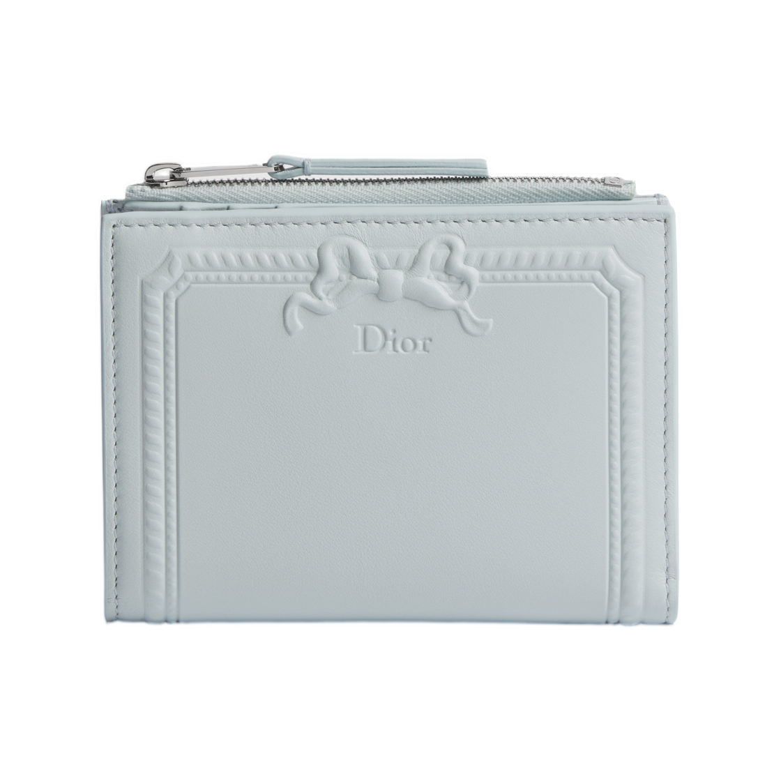 S3812PQWF-M39Z Dior Medallion Dahlia Wallet Dior Cannage Grained Calfskin Ice Blue